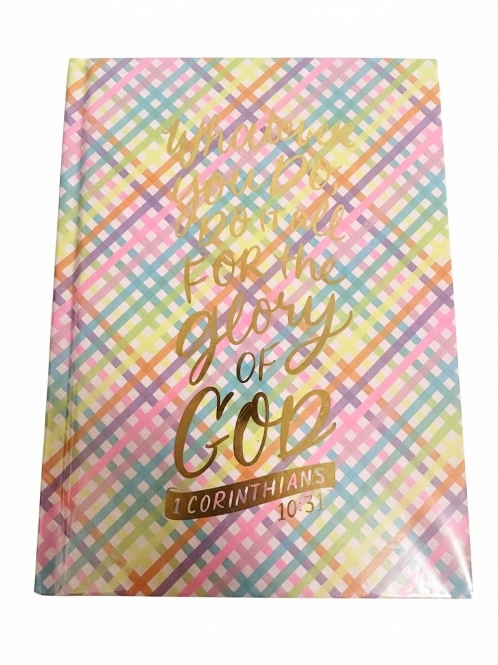 Taylor Elliot Colorful Gingham Hardcover Notebook  Metallic Gold Motivational